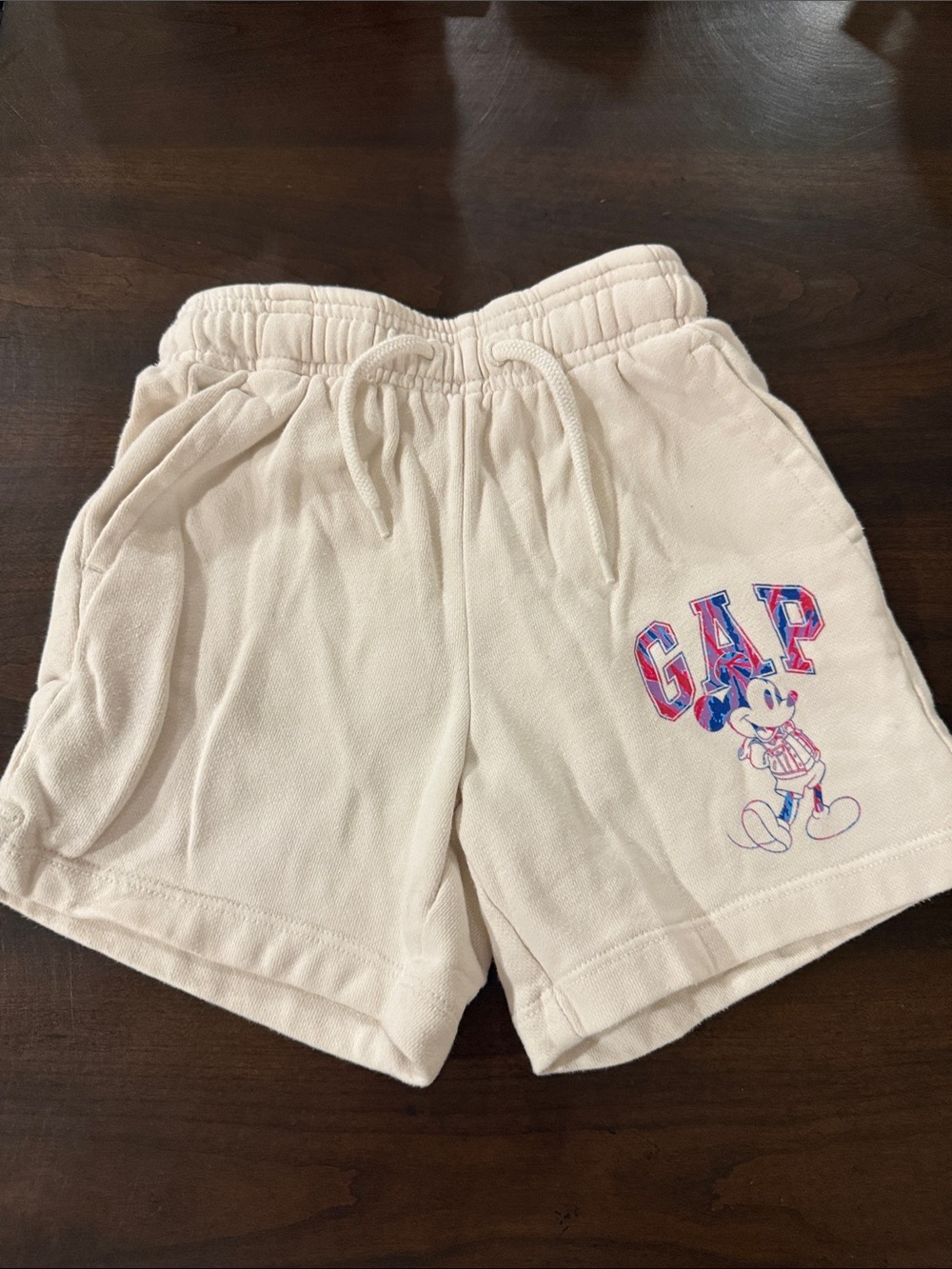 GAP Cream Shorts with Mickey Graphic